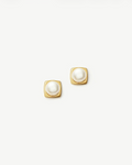 BUTTON PEARL SQUARE STUD EARRINGS