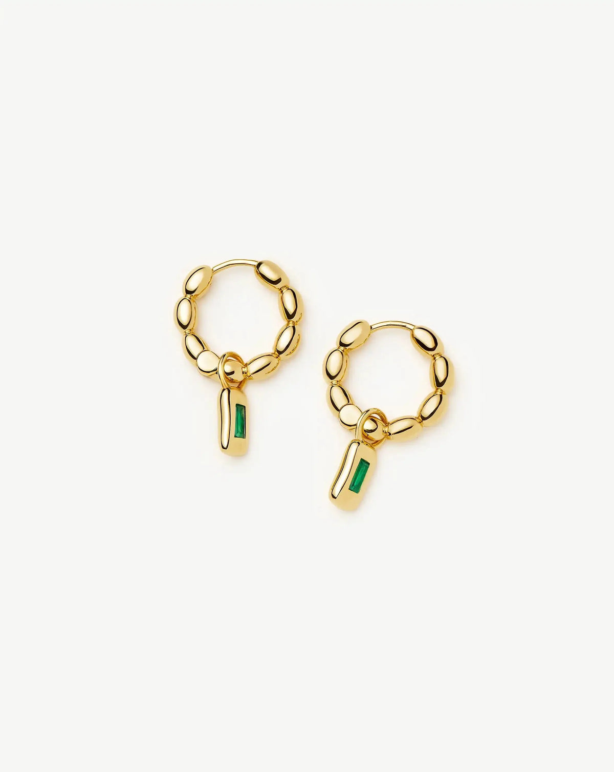 Molten Gemstone Olive Charm Hoop Earrings Ørepynt