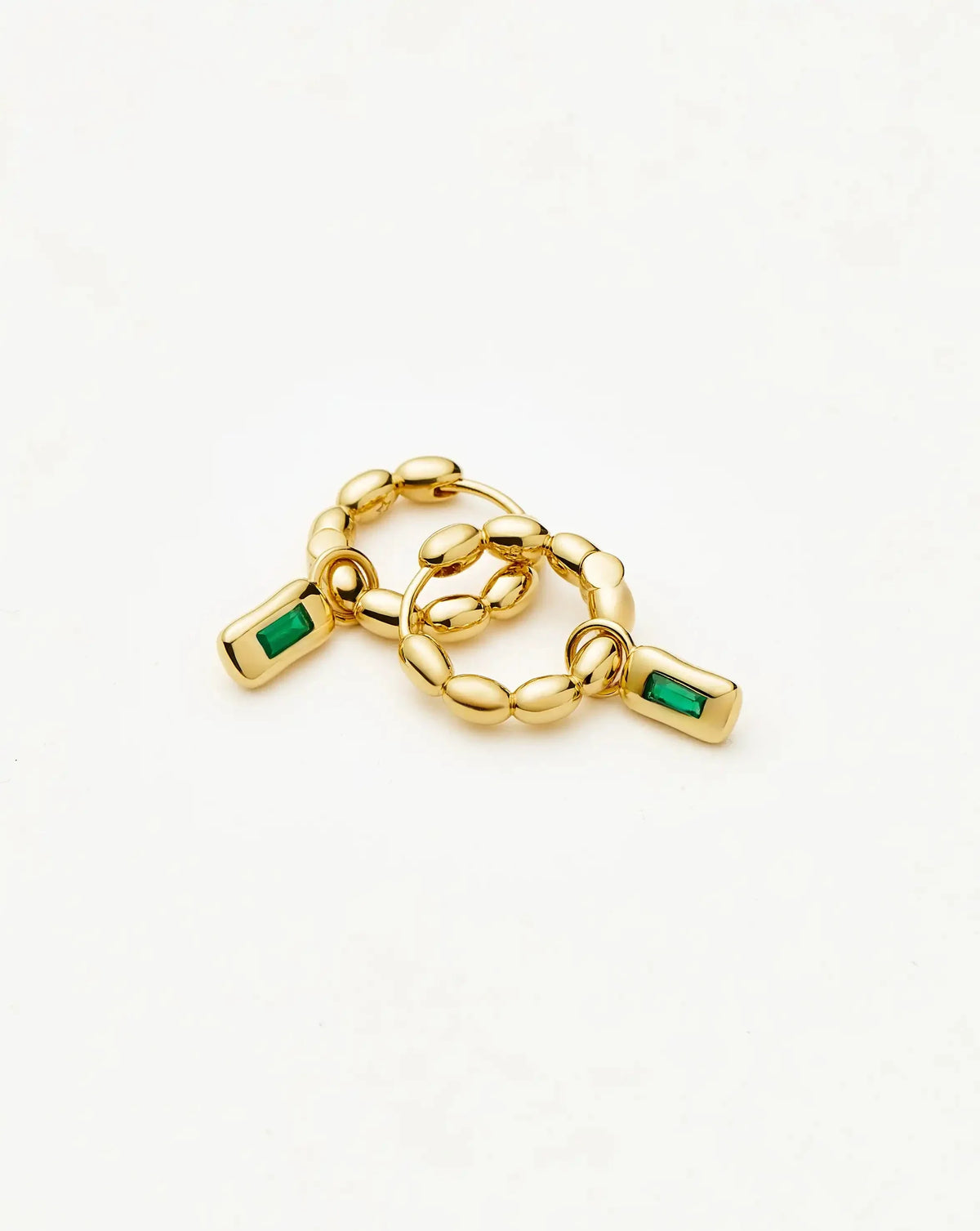 Molten Gemstone Olive Charm Hoop Earrings Ørepynt