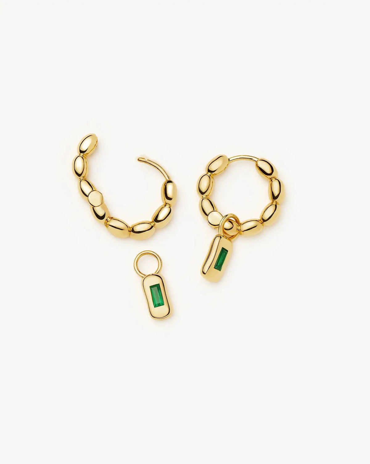 Molten Gemstone Olive Charm Hoop Earrings Ørepynt