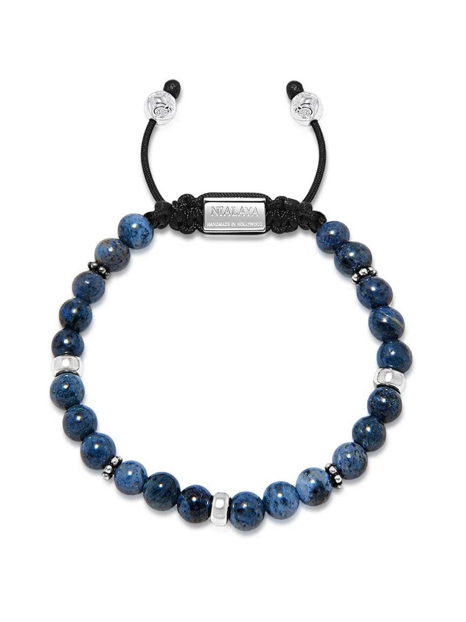 Men's Beaded Bracelet With Blue Dumortierite And Silver Armbånd