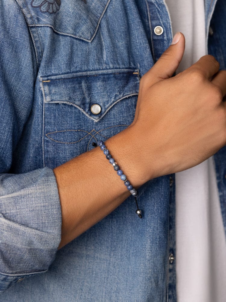 Men's Beaded Bracelet With Blue Dumortierite And Silver Armbånd