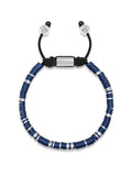 Men's Beaded Bracelet with Dark Blue and Silver Disc Beads Armbånd