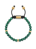 Men's Beaded Bracelet with Malachite and Gold Armbånd