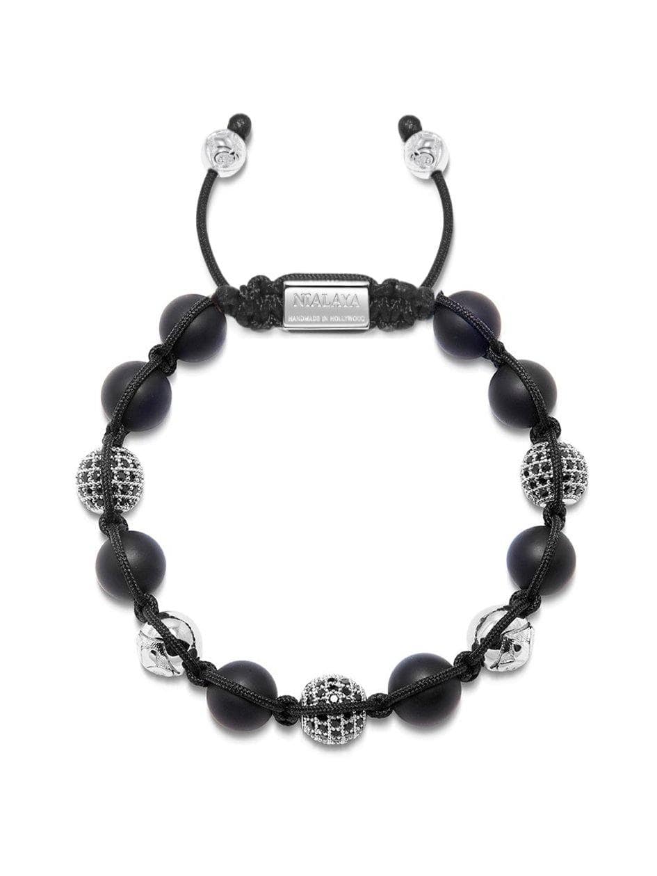 Beaded Bracelet with Matte Onyx – Matte Onyx and Silver