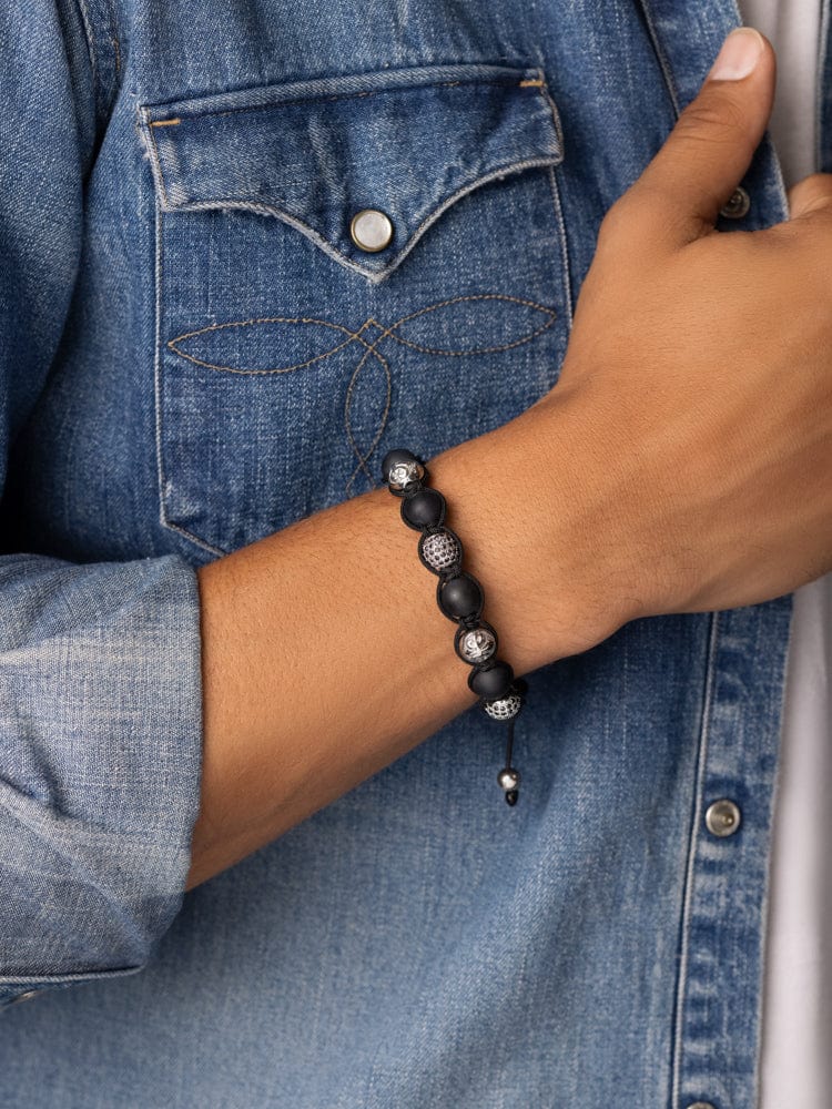 Beaded Bracelet with Matte Onyx – Matte Onyx and Silver