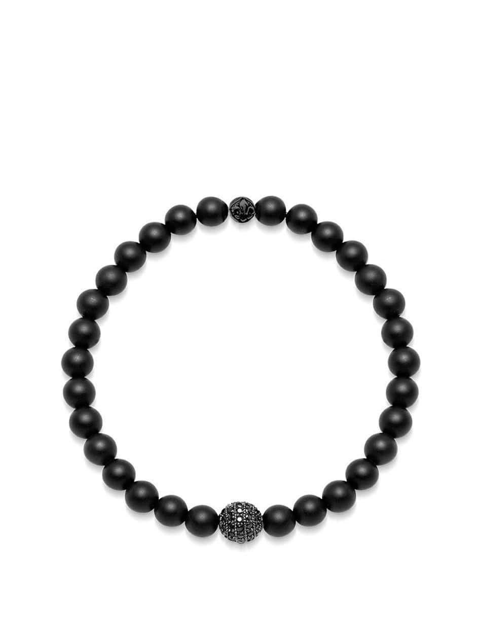 Men's Wristband with Matte Onyx and Black CZ Diamond Armbånd