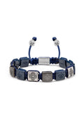 Men's Ceramic Flatbead Bracelet in Blue and Silver Armbånd