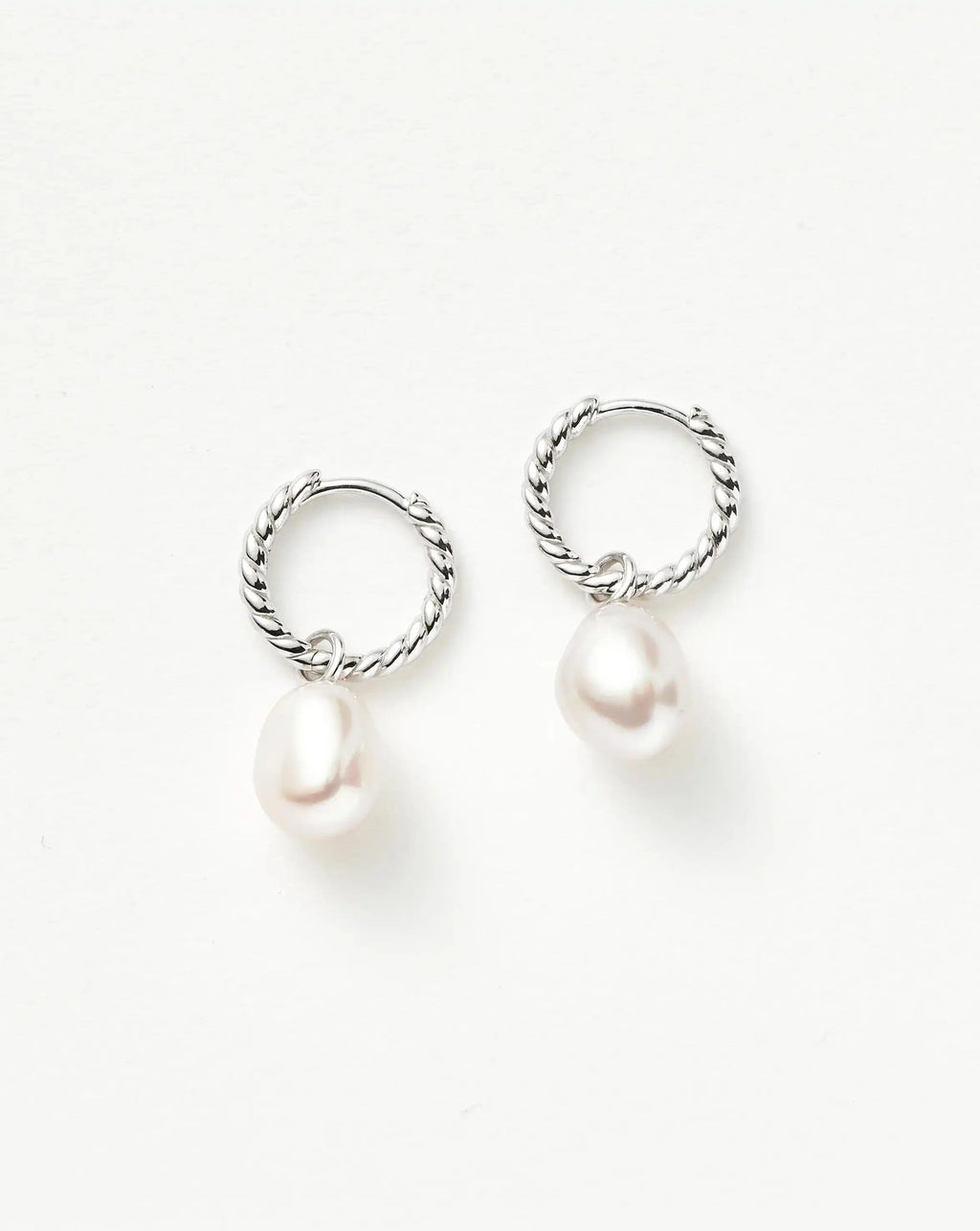 Pearl Twisted Small Drop Hoop Earrings Smykke