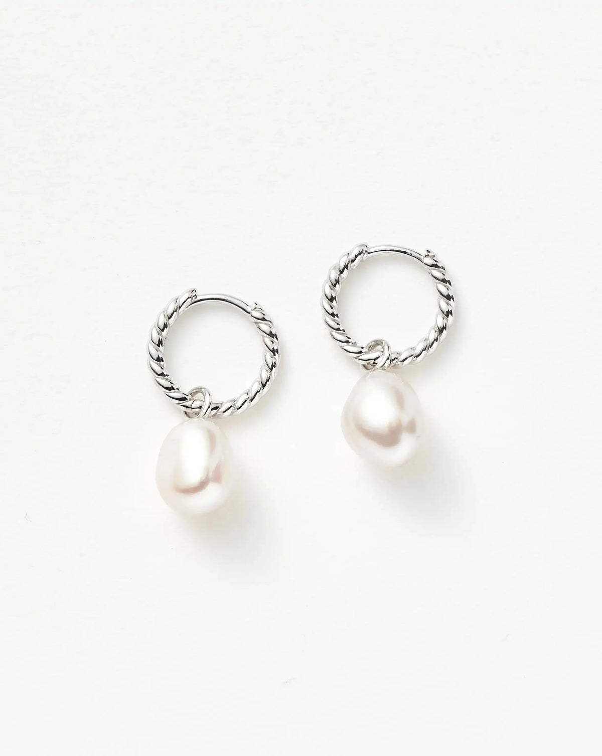 Pearl Twisted Small Drop Hoop Earrings Smykke