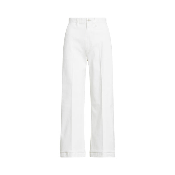 Wide-Leg Chino Cropped Flat Front