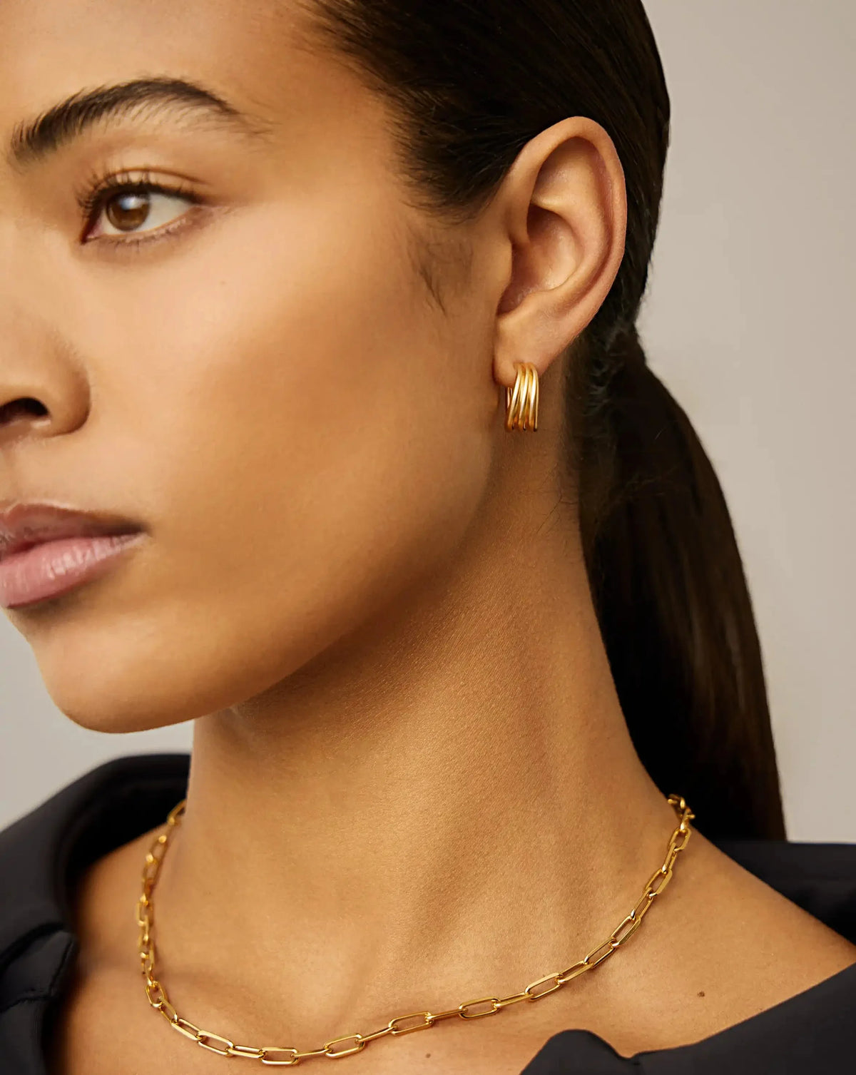Savi Triple Ridge Hoop Earrings Ørepynt