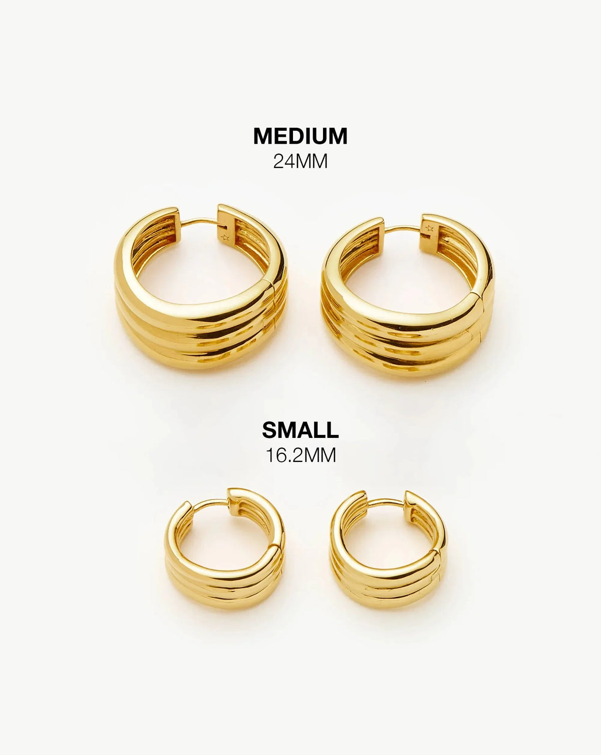 Savi Triple Ridge Hoop Earrings Ørepynt