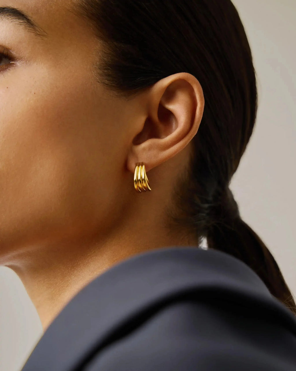 Savi Triple Ridge Hoop Earrings Ørepynt