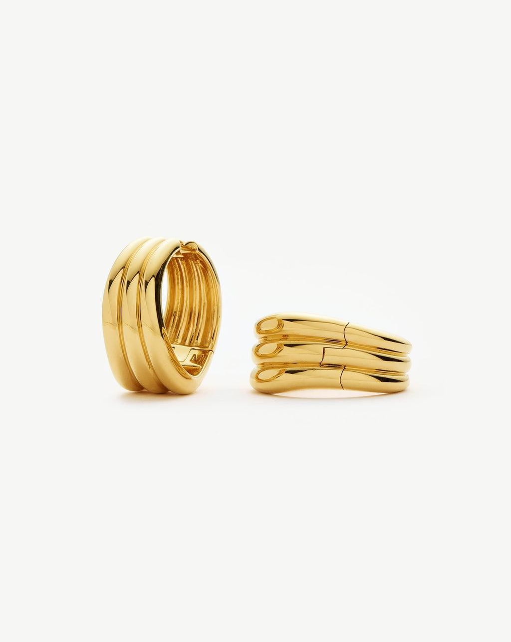 Savi Triple Ridge Large Hoop Earrings Ørepynt