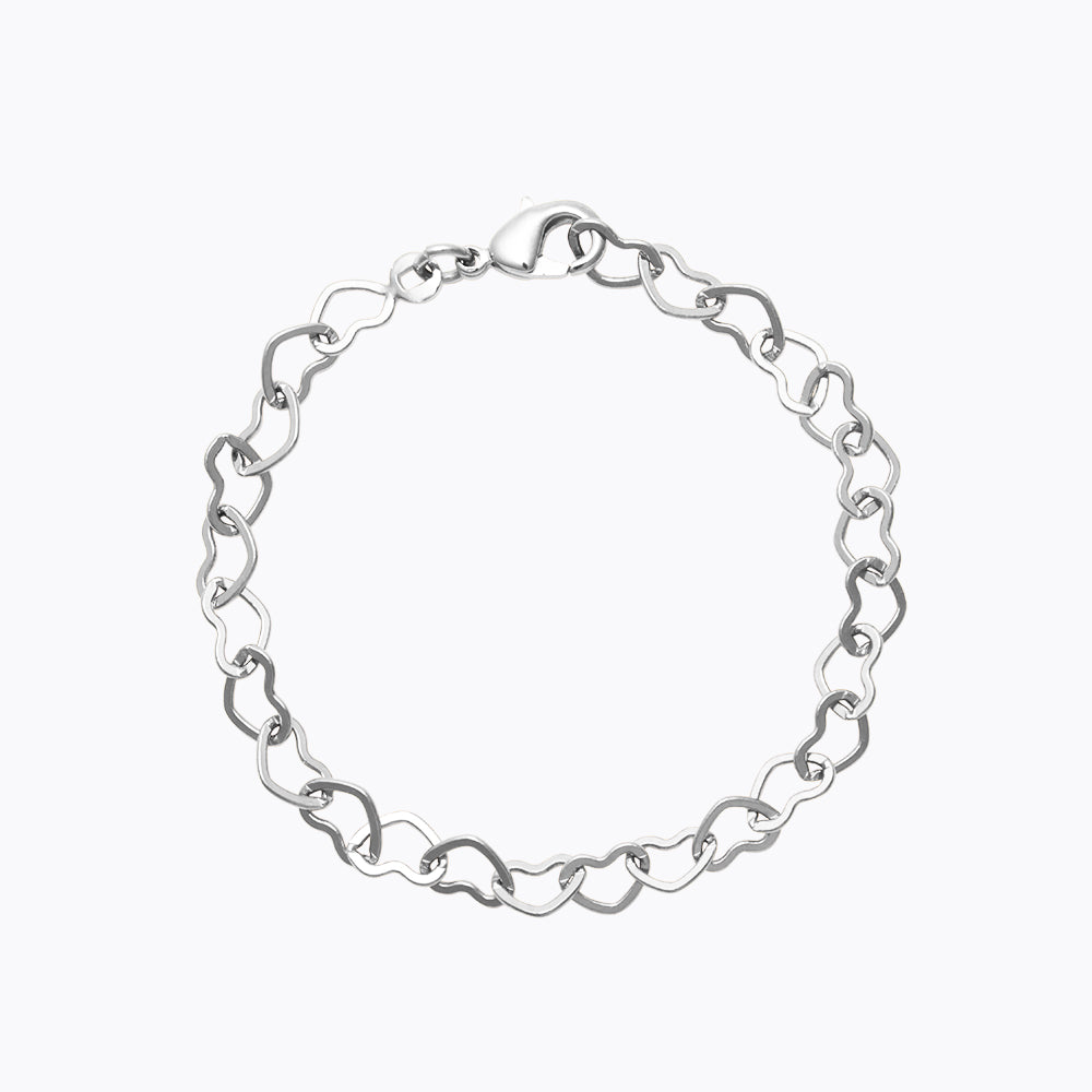 HEART CHAIN BRACELET RHODIUM Armbånd